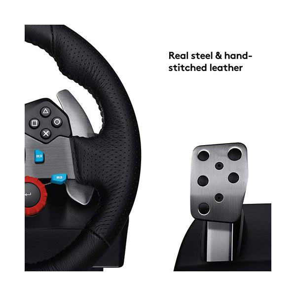 Logitech G29 Driving Force Racing Wheel and Floor Pedals, Real Force Feedback, Stainless Steel Paddle Shifters, Leather Steering Wheel Cover, Adjustable Floor Pedals, PS4/PS3/PC/Mac
