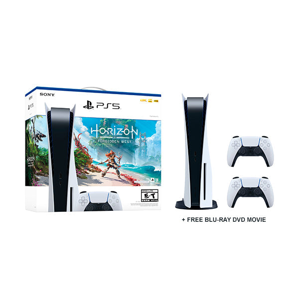 PlayStation®5 Console – Horizon Forbidden West™ + 1 Additional Controller + Free Blu-Ray DVD Movie, Fattal Official Warranty