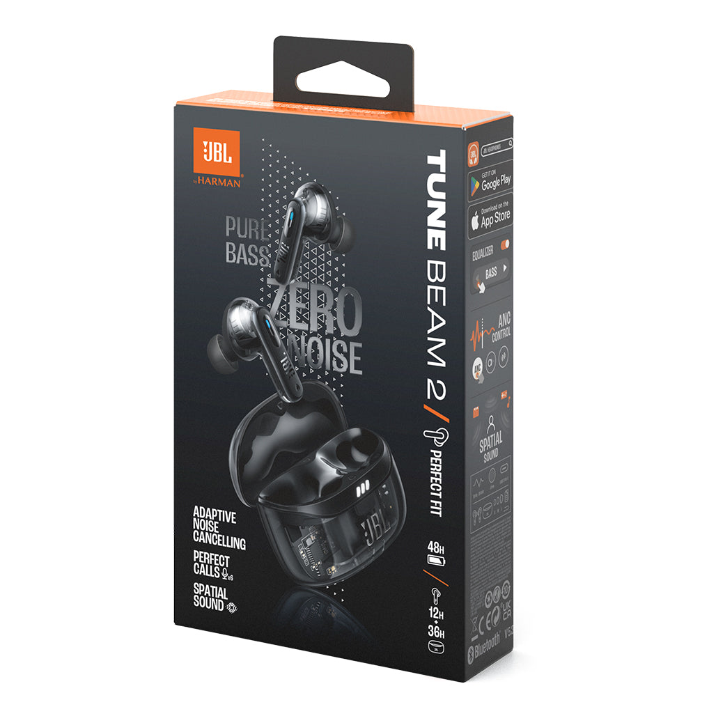 JBL Tune Beam 2 Ghost Edition - True Wireless Earbuds with Adaptive Noise Cancelling and JBL Pure Bass Sound