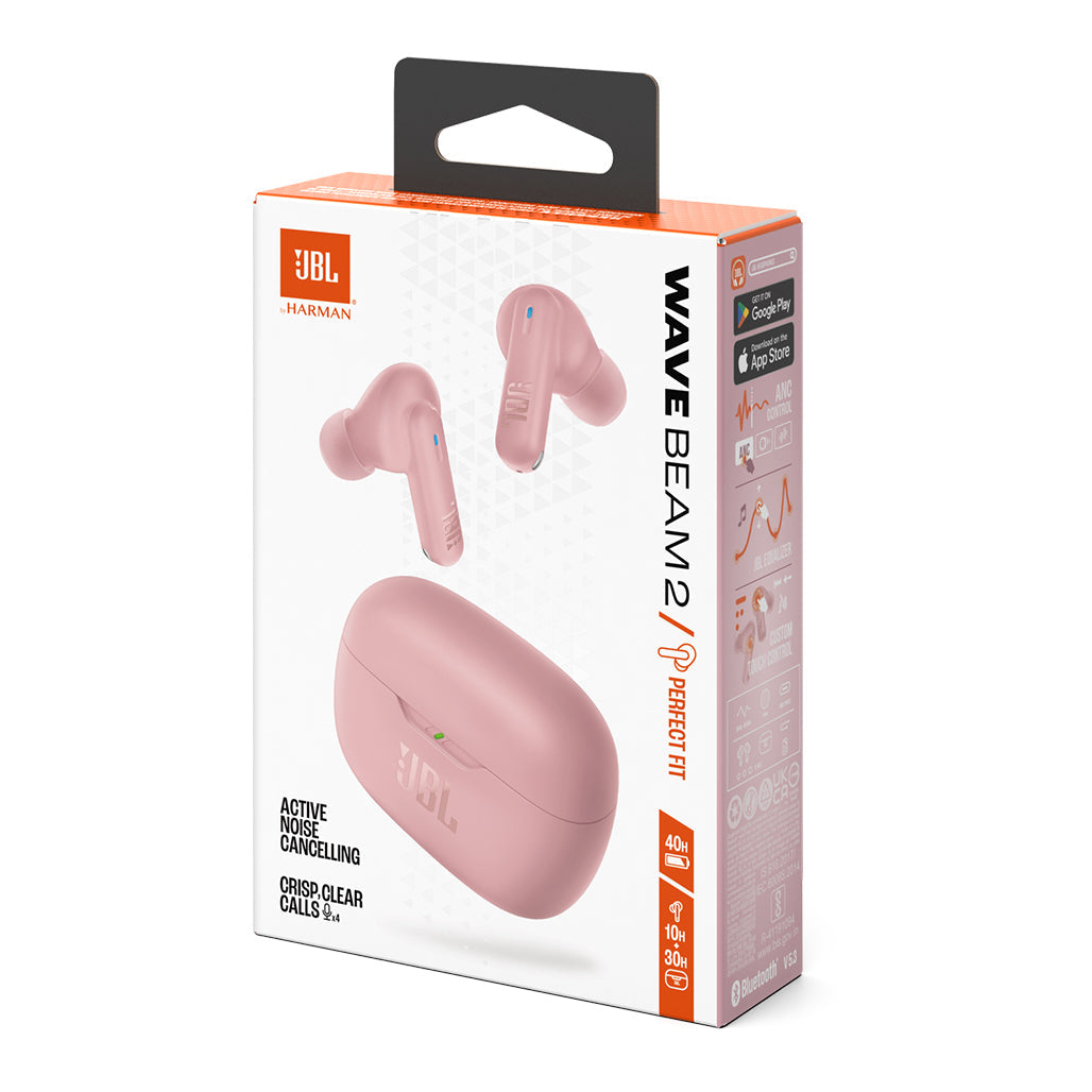 JBL Wave Beam 2 Earbuds – Pure Bass Sound, Active Noise Cancelling, 40-Hour Battery, and Bluetooth 5.3 Wireless Earbuds