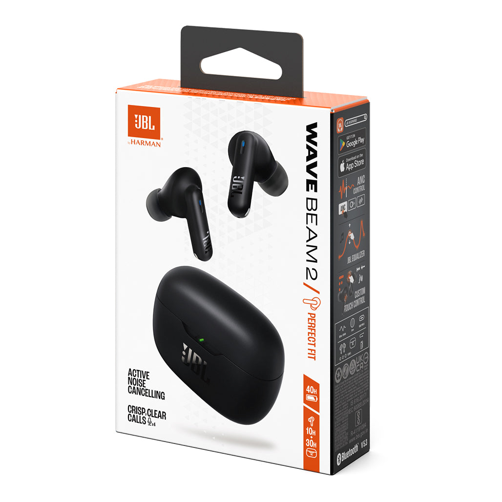 JBL Wave Beam 2 Earbuds – Pure Bass Sound, Active Noise Cancelling, 40-Hour Battery, and Bluetooth 5.3 Wireless Earbuds