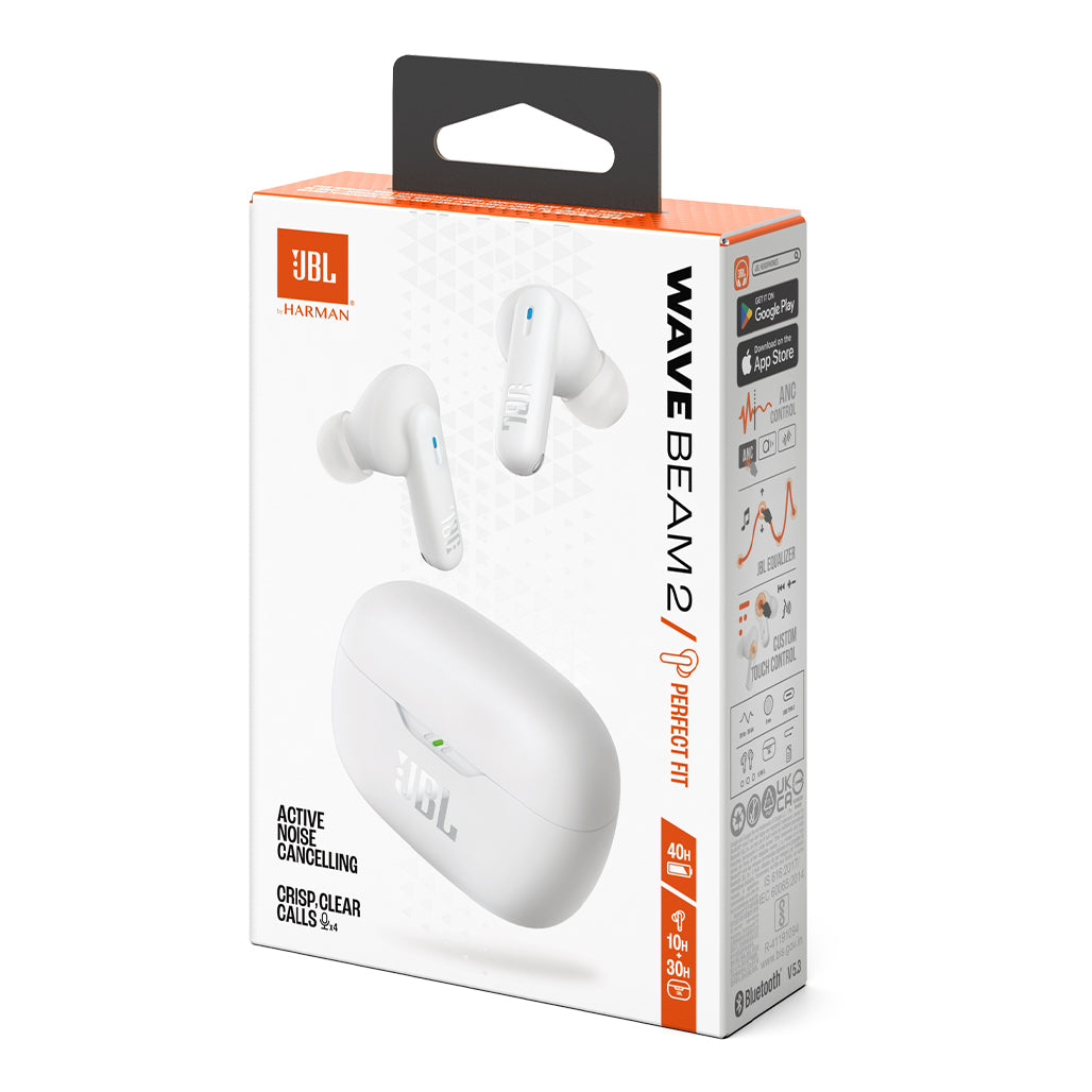 JBL Wave Beam 2 Earbuds – Pure Bass Sound, Active Noise Cancelling, 40-Hour Battery, and Bluetooth 5.3 Wireless Earbuds