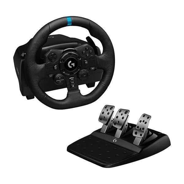 Logitech G923 Racing Wheel and Pedals for PS5, PS4 and PC Featuring TRUEFORCE up to 1000 Hz Force Feedback, Responsive Pedal, Dual Clutch Launch Control, and Genuine Leather Wheel Cover