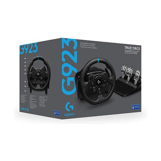 Logitech G923 Racing Wheel and Pedals for PS5, PS4 and PC Featuring TRUEFORCE up to 1000 Hz Force Feedback, Responsive Pedal, Dual Clutch Launch Control, and Genuine Leather Wheel Cover