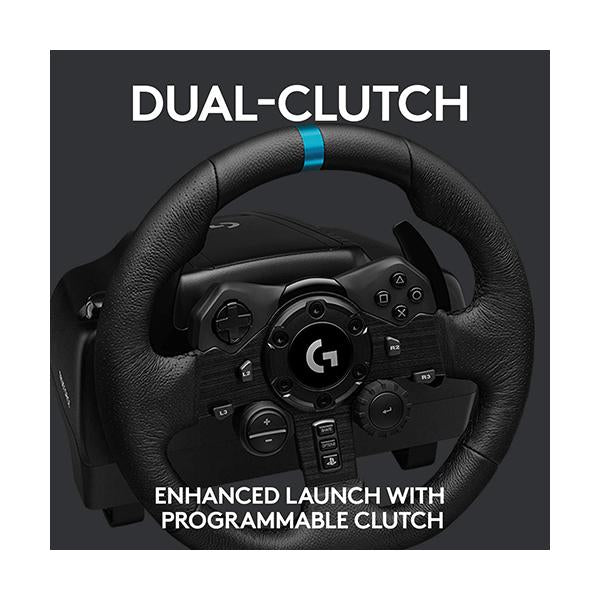 Logitech G923 Racing Wheel and Pedals for PS5, PS4 and PC Featuring TRUEFORCE up to 1000 Hz Force Feedback, Responsive Pedal, Dual Clutch Launch Control, and Genuine Leather Wheel Cover