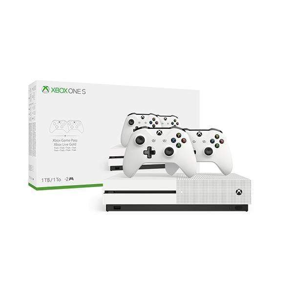 Microsoft Xbox One S, Two-Controller Bundle, 1TB Console, White