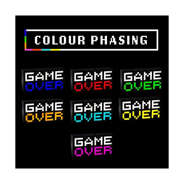 Paladone Game Over Light - Color Changing - Sound Reactive - Collectible Decor Lamp for any Room - Light for Gamers and Adults