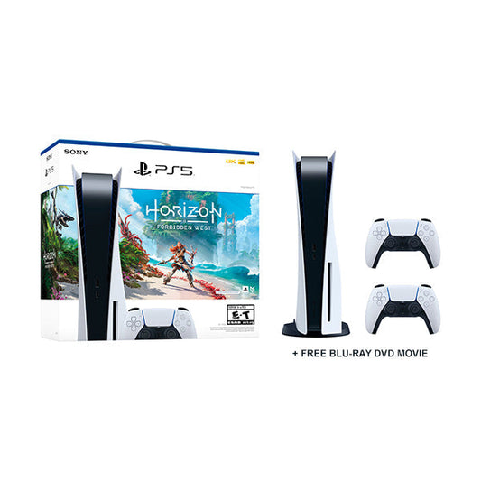 PlayStation®5 Console – Horizon Forbidden West™ + 1 Additional Controller + Free Blu-Ray DVD Movie, Fattal Official Warranty