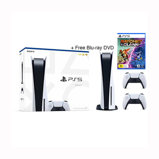 Sony PlayStation 5 JP Edition + 2 Controllers + Ratchet Clank Rift Apart DVD Game + BLU-RAY DVD